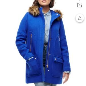 J. Crew Chateau Stadium Cloth Regal Blue Parka
